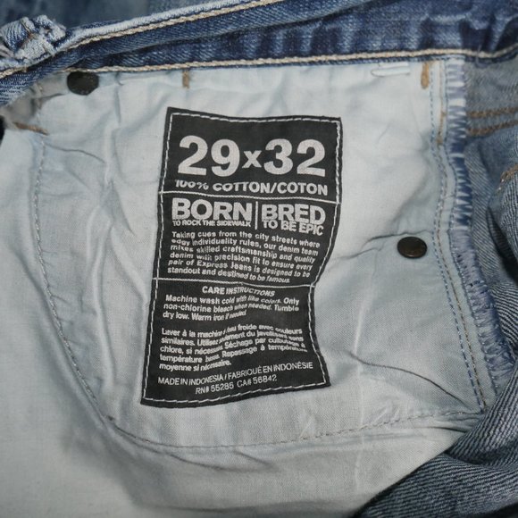 Express Mens Size 29x32 Slim Fit Skinny Leg Jeans Distressed Dark Wash Rocco - Picture 7 of 8